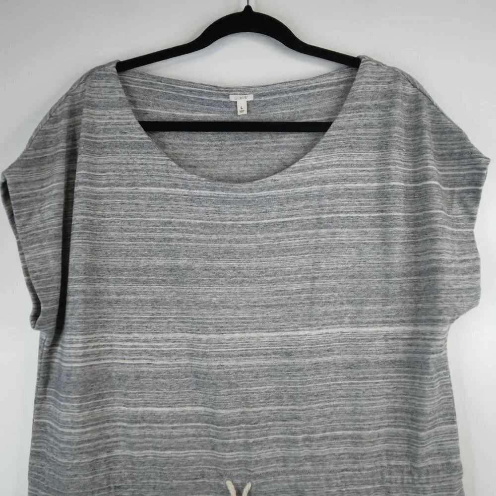 J. Crew Gray Drawstring Cord Waistband Cover Up Cotton Dress Size L